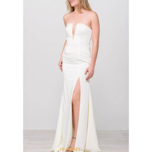 STRAPLESS LEG SLIT ILLUSION GOWN