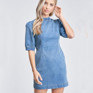 BALOON SLEEVE DENIM DRESS