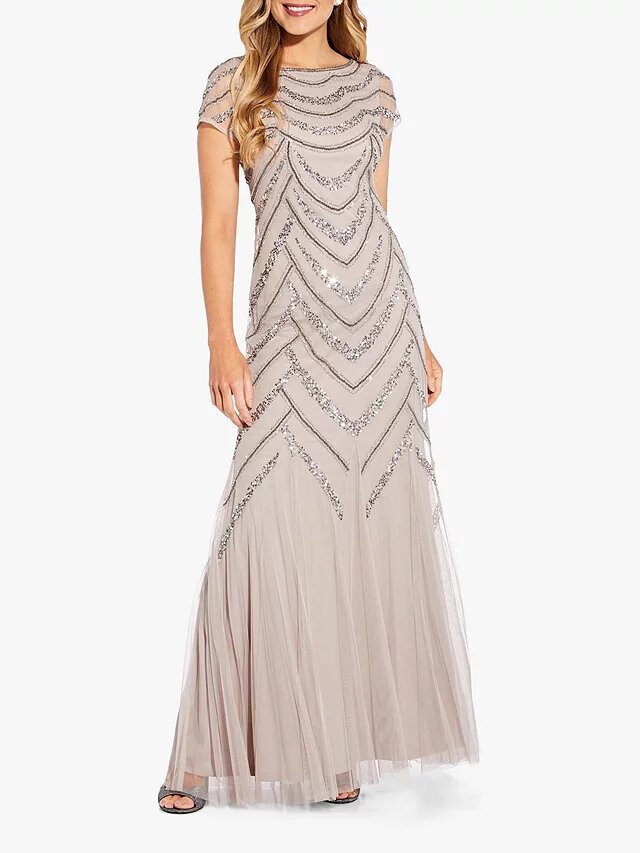 BEAD COVERED GOWN - ADRIANA PAPELL BEAD COVERED GOWN