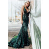 DEEP V SEQUIN ILLUSIO SIDE GOWN