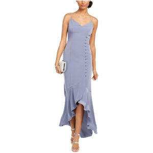 DUSTY BLUE CREPE WRAP DRESS