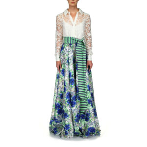 EMB STRAP PRINTD GOWN