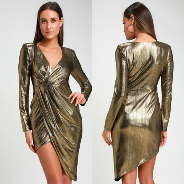 ISLV V NECK WRAP DRESS - RYSE ISLV V NECK WRAP DRESS