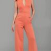 RUFFLE CAP SLEVEE KEYHOLE JUMPSUIT