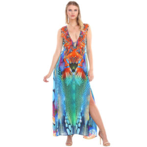 JUNGLE WARRIOR 2 SLIT MAXI DRESS