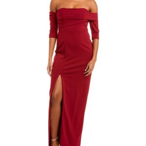 MERLOT ASYMETRICAL COLUMN GOWN