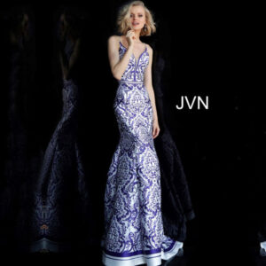 TOILE BLUE DAMASK GOWN