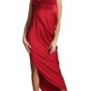 SLEEVELESS DEEP V SATIN RUBY GOWN