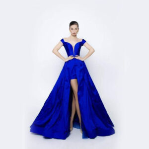 OFF SHOULDER DEEP V BALL GOWN