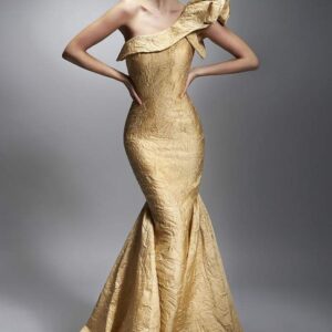 ONE SHOULDER JAQUARD GOWN