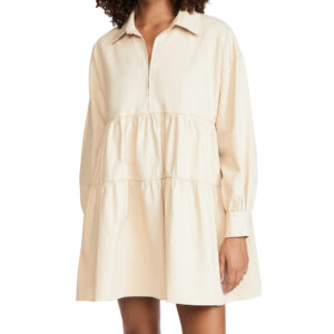 POPLIN MINI DRESS WITH PUFFED SLEEVES