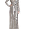 RUNWAY LONG SLEEVE WRAP SEQUIN GOWN