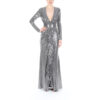 RUNWAY SEQUIN V NECK RUFFLE GOWN