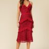 SPAGHETTI STRAP LACE DRESS WITH RUFFLE