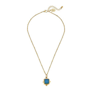 SQUARE BLUE STONE NECKLACE