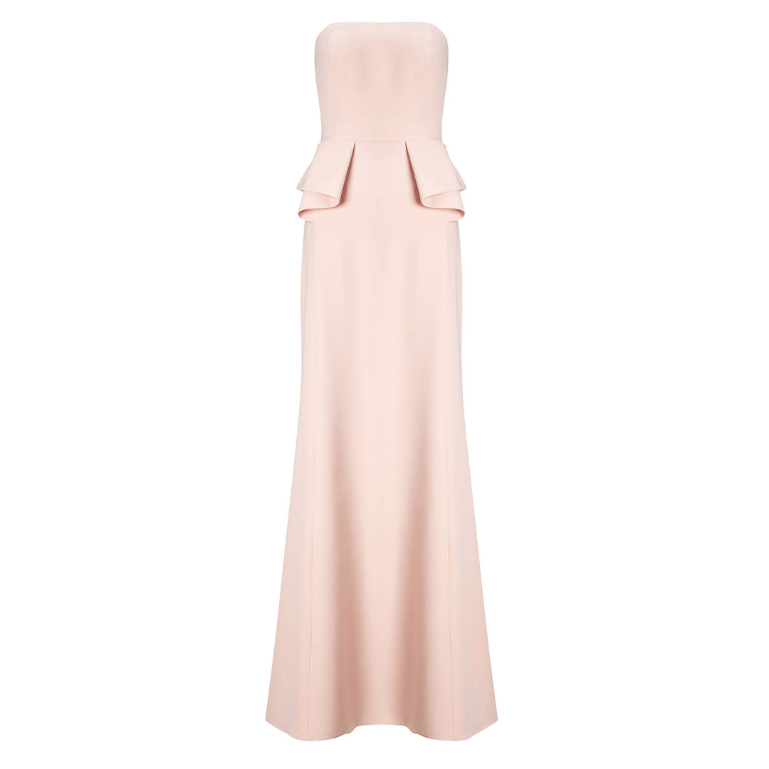 STRAPLESS CREPE PEPLUM GOWN - AIDAN MATTOX STRAPLESS CREPE PEPLUM GOWN